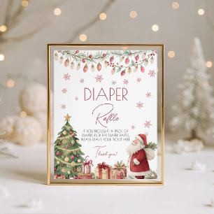 Weihnachts-Baby-Shower-Windeln-Raffle-Schild Sockelschild