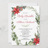 Weihnachts-Baby-Sprinkle roten Poinsettia Grün Einladung (Vorderseite)