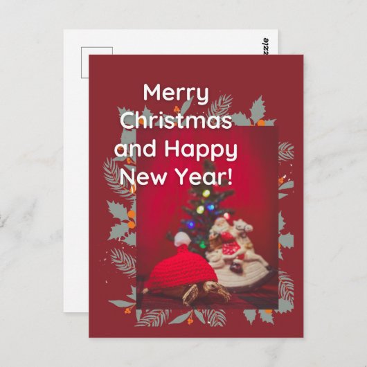 Weihnachts-Baby Sulcata Tortoise in rotem Hut Postkarte (Vorne/Hinten)