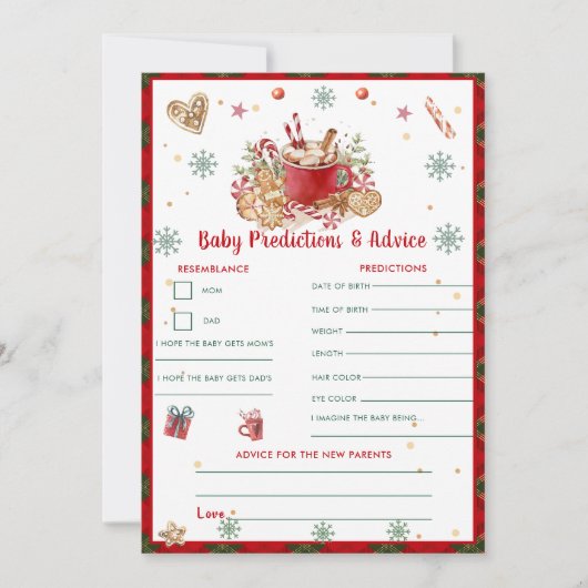 Weihnachts-Baby-Vorhersagen & Advice-Game-Karte Einladung (Vorderseite)