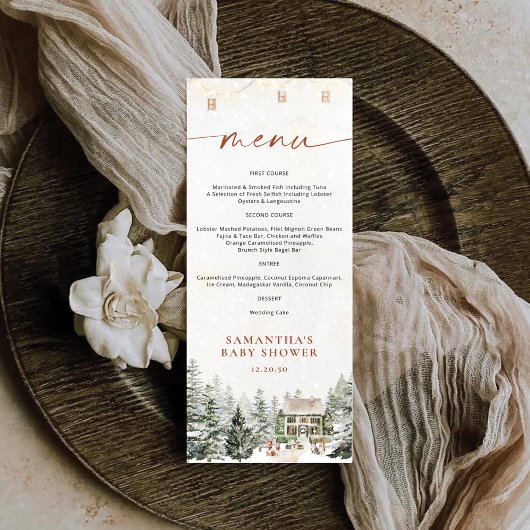 Weihnachts-Babydusche im Flachmenü Menükarte