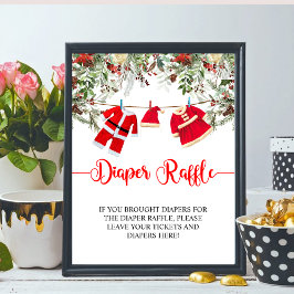 Weihnachts-Babydusche Windeln Raffle-Zeichen Poster