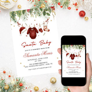 Weihnachts-Babymode, Baby-Wäsche-Shower Einladung