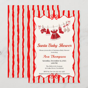 Weihnachts-Babyparty Weihnachtsmann-Kleidung Rot Einladung