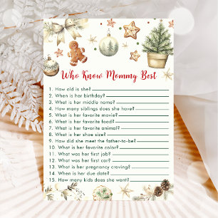 Weihnachts-Babyshower-Karte: Wer kennt Mama am bes Einladung