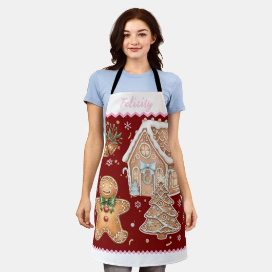 Weihnachts-Backschürze, Lebkuchenmann, Haus Schürze (Getragen)
