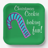 Weihnachts Backspass Blue Pink Candy Cane Pappteller (Vorderseite)