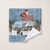 Weihnachts-Badetuch-Sets, Frohe Weihnachten Badhandtuch Set (Waschlappen)