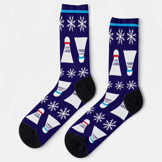 Weihnachts Badminton Player Shuttlecocks Schneeflo Socken (Linkes Detail)