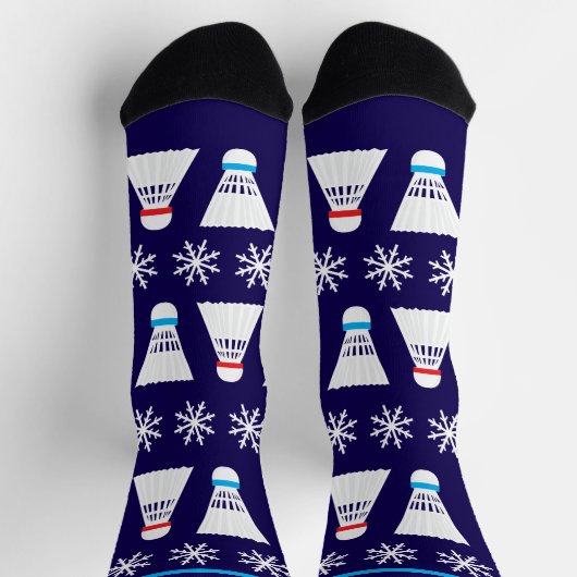 Weihnachts Badminton Player Shuttlecocks Schneeflo Socken (Oben)