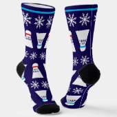 Weihnachts Badminton Player Shuttlecocks Schneeflo Socken (Gewinkelt)