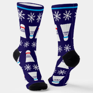 Weihnachts Badminton Player Shuttlecocks Schneeflo Socken