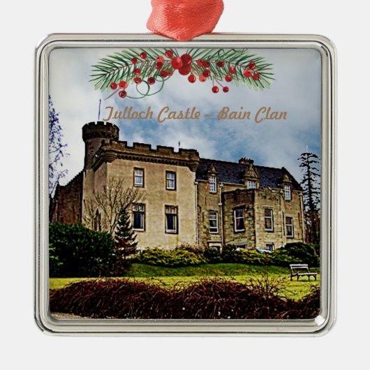 Weihnachts-Bain-Clans Tulloch-Castle-Foto Ornament Aus Metall (Vorne)