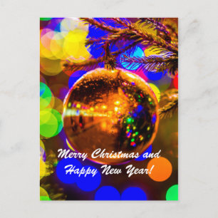 Weihnachts-Ball farbenfroher Hintergrund Feiertagspostkarte