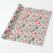 Weihnachts-Ball-Muster: Rot, Grüne Ornamente Geschenkpapier (Ungerollt)