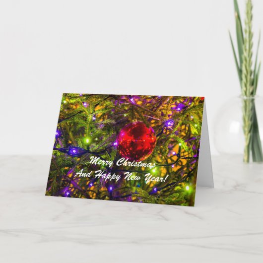 Weihnachts-Ball Red Spruce Feiertagskarte (Vorderseite)