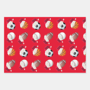 Weihnachts-Baller-Sport Funny Weihnachtsfest Geschenkpapier Set