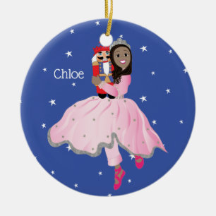 Weihnachts-Ballerina Clara mit dunklen Haaren Keramik Ornament