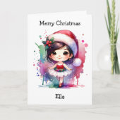Weihnachts Ballerina Farbenspiel Girl Karte (Vorderseite)