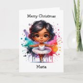 Weihnachts Ballerina Farbenspiel Girl Karte (Vorderseite)