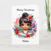 Weihnachts Ballerina Farbenspiel Girl Karte (Vorderseite)