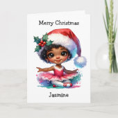 Weihnachts Ballerina Farbenspiel Girl Karte (Vorderseite)