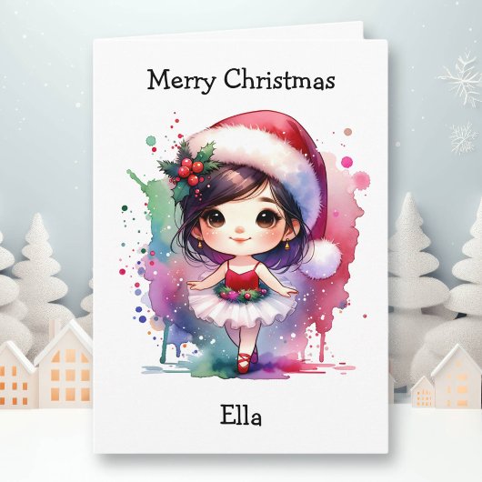 Weihnachts Ballerina Farbenspiel Girl Karte