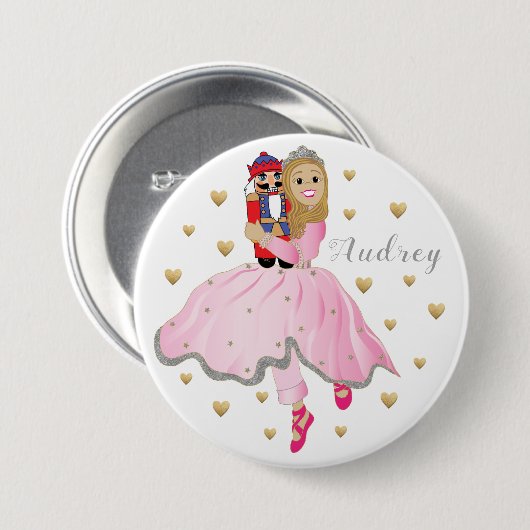 Weihnachts Ballerina Nutcracker Runde Button (Vorne & Hinten)