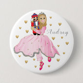 Weihnachts Ballerina Nutcracker Runde Button (Vorderseite)