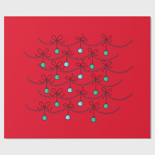 Weihnachts-Balls Light String Muster auf Red Geschenkpapier (Flach)