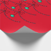 Weihnachts-Balls Light String Muster auf Red Geschenkpapier (Ecke)