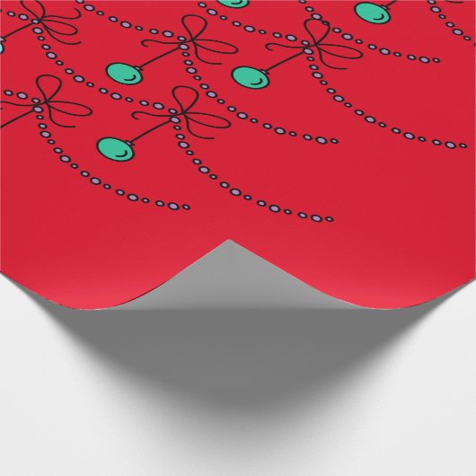 Weihnachts-Balls Light String Muster auf Red Geschenkpapier (Ecke)