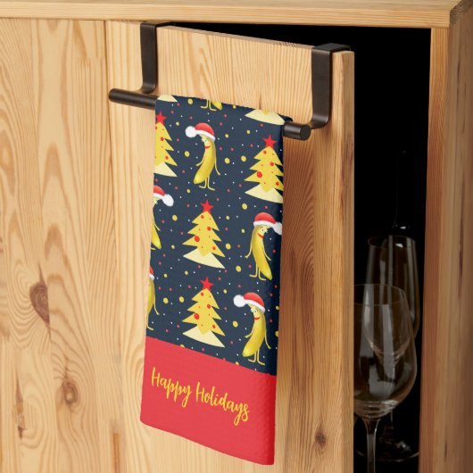 Weihnachts-Bananen-Muster Geschirrtuch (Drittel gefaltet)
