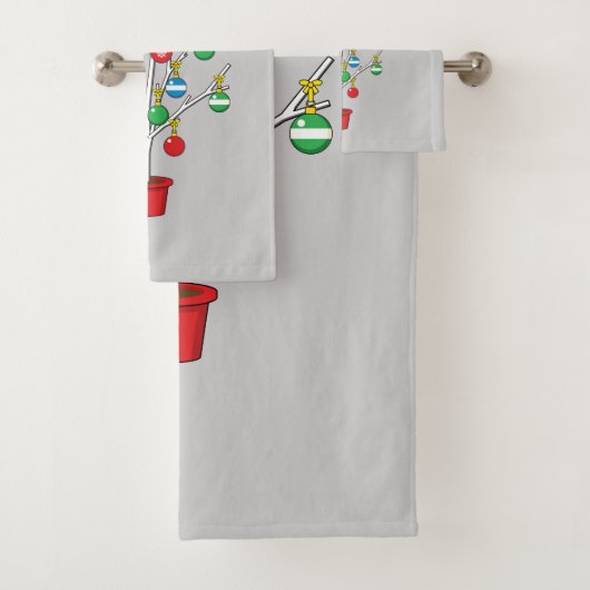 Weihnachts-Bare-Branch Tree - Frohe Weihnachten Badhandtuch Set (Insitu)