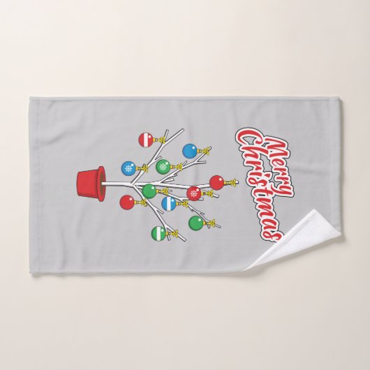 Weihnachts-Bare-Branch Tree - Frohe Weihnachten Badhandtuch Set (Handtuch)
