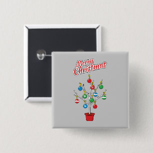 Weihnachts-Bare-Branch Tree - Frohe Weihnachten Button