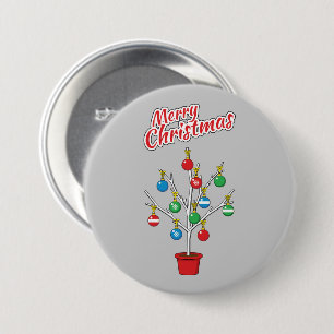 Weihnachts-Bare-Branch Tree - Frohe Weihnachten Button