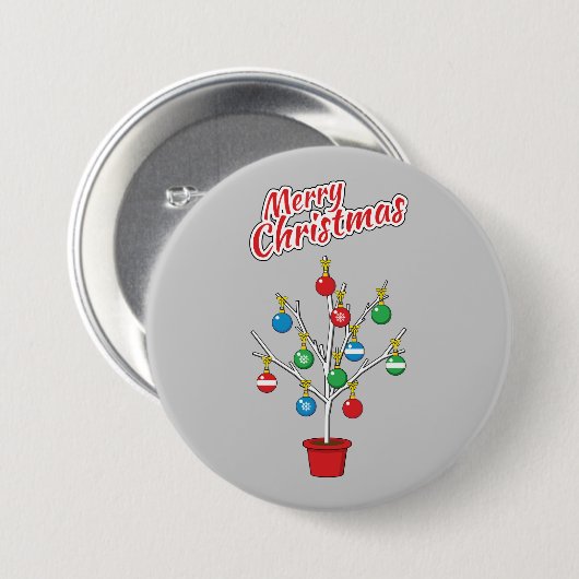 Weihnachts-Bare-Branch Tree - Frohe Weihnachten Button (Vorne & Hinten)