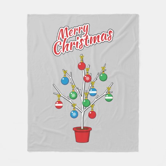 Weihnachts-Bare-Branch Tree - Frohe Weihnachten Fleecedecke (Vorderseite)