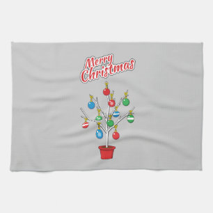Weihnachts-Bare-Branch Tree - Frohe Weihnachten Geschirrtuch
