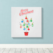 Weihnachts-Bare-Branch Tree - Frohe Weihnachten Leinwanddruck (Insitu (Holzboden))