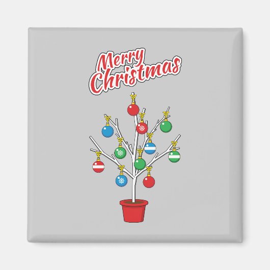 Weihnachts-Bare-Branch Tree - Frohe Weihnachten Magnet (Vorne)