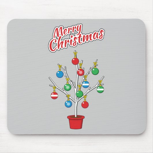 Weihnachts-Bare-Branch Tree - Frohe Weihnachten Mousepad (Vorne)
