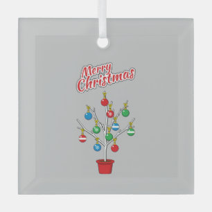 Weihnachts-Bare-Branch Tree - Frohe Weihnachten Ornament Aus Glas