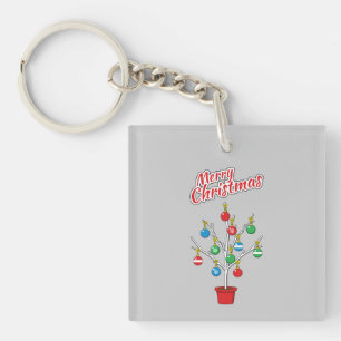Weihnachts-Bare-Branch Tree - Frohe Weihnachten Schlüsselanhänger