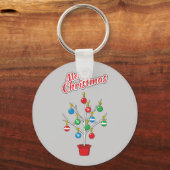 Weihnachts-Bare-Branch Tree - Frohe Weihnachten Schlüsselanhänger (Vorderseite)