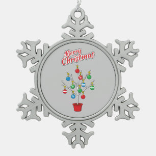 Weihnachts-Bare-Branch Tree - Frohe Weihnachten Schneeflocken Zinn-Ornament