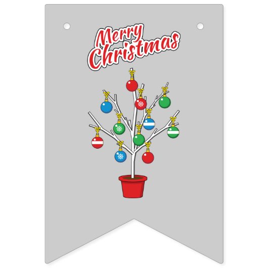 Weihnachts-Bare-Branch Tree - Frohe Weihnachten Wimpelkette (Dritte Fahne)