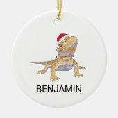 Weihnachts-Bartagame-Santa-Hut Keramik Ornament (Vorne)