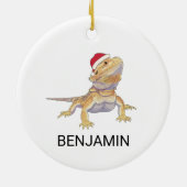 Weihnachts-Bartagame-Santa-Hut Keramik Ornament (Hinten)